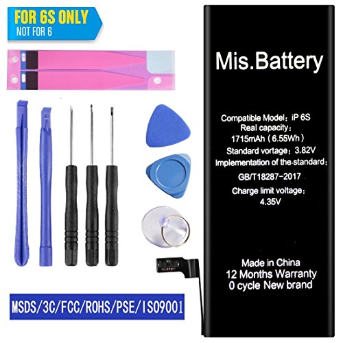 iPhone 6S Battery, iPhone Battery 6s Replacement  Li-ion Battery with Repair Replacement for iPhone 6s 4.7inch 3.82v 1715mAh