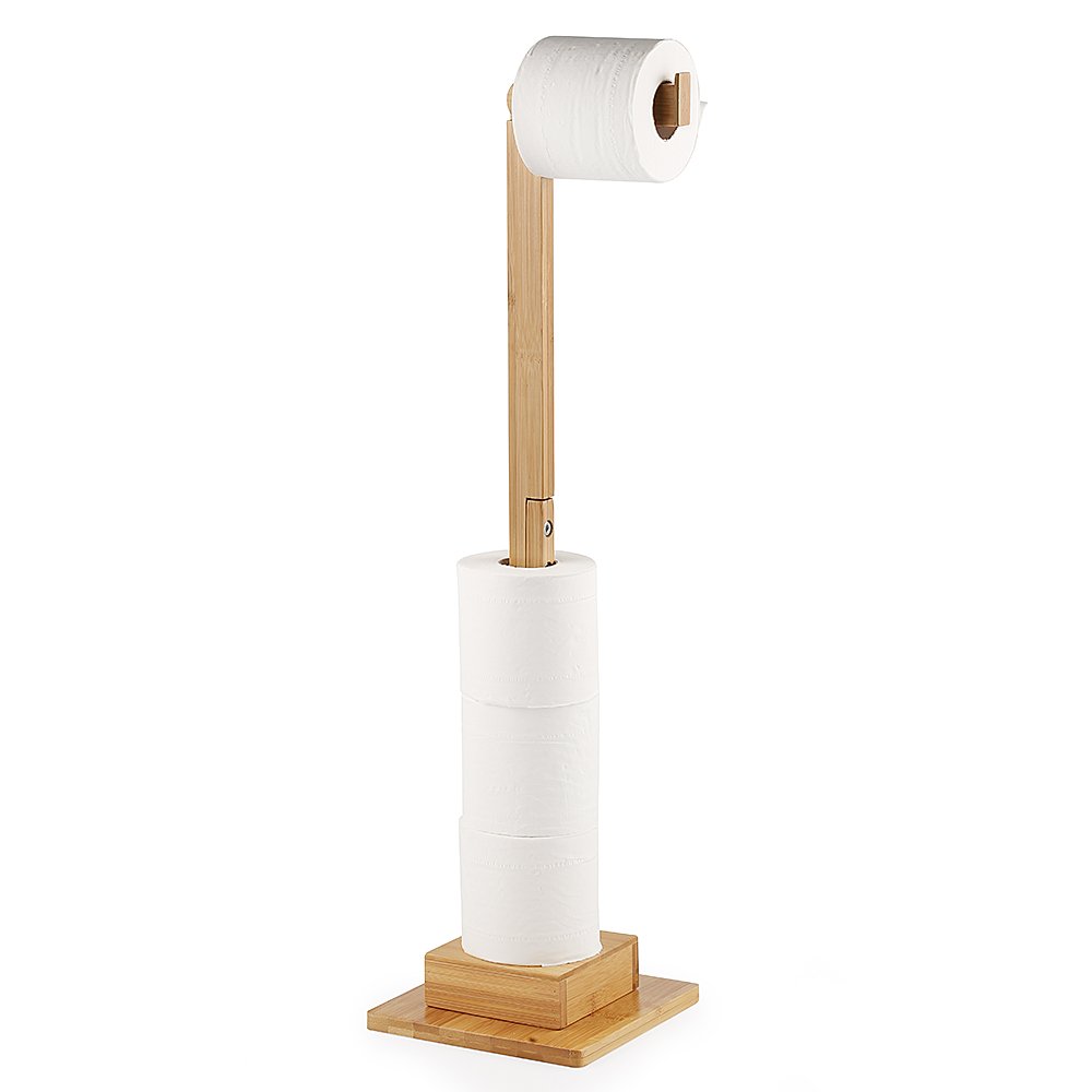 Ecooe Bamboo Freestanding Toilet Paper Holder Storage Roll holder Ideal for 6 toilet paper rolls Stand and organizer 2 in 1 Space saving Without drilling 72 cm