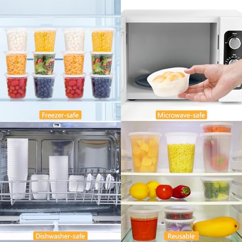 VINATO Airtight Food Containers, 48pcs Deli Food Containers with Lids, 12 x 950 ml | 24 x 470 ml | 12 x 240 ml, Reusable, BPA-Free, Dishwasher and Microwave Safe
