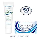 BERGMAN KELLY Soap Bars, 2in1 Shampoo and Conditioner 2-Piece Travel Amenities Hotel Toiletries In Bulk Guest Size Bottles and Bars (Short Stay 0.5 Oz, 50 Pack)