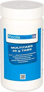 POOLSBEST 1 kg Mini - Multitabs 5 in 1-20 g Tabletten - Mini Chlortabletten für Pool - Chlor wirkt schnell gegen Bakterien, Pilze und Viren im Pool