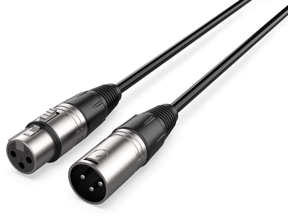 Audibax Silver XLR Male to XLR Female Cable – Length 20 Metres – High Signal Transmission OFC Connectors – PVC Coated – Maximum Insulation – Diameter 6 mm – Black