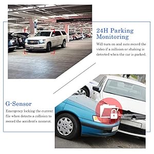 CHORTAU Dash cam auto Telecamera per Auto da 7 pollici Touchscreen Full HD 1080P, Telecamera Grandangolare Anteriore e Telecamera Posteriore impermeabile, con Sistema di Monitoraggio Inverso - immagine 7