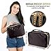 habe Travel Makeup Bag with Mirror - Premium Vegan Designer Make Up Bag Organizer Train Case for Women - Stores More than 3 Cosmetic Bags, Make Up Bags or Make Up Cases (Large, Black, 11.4x7.5x3.9 in)