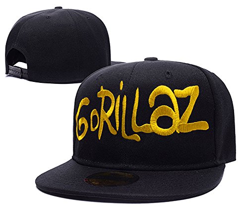 Gorillaz Band Logo Adjustable Snapback Embroidery Hats Caps - Black/Gold