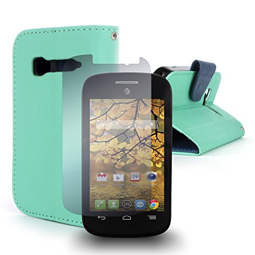 Alcatel One Touch Pop C1 Case, CoverON [CarryAll Series] Protective Wallet Pouch Flip Stand Design Phone Cover Case for Alcatel One Touch Pop C1 - Teal & Navy Blue