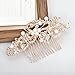 Pack of 4 Bridal Wedding Hair Comb Overtone Rose Gold Crystal Rhinestones Pearls Women Hair Side Combs Bridal Head Pin Headpiece