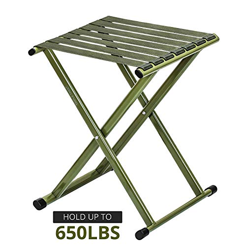 BoWen Portable Folding Stool, Super Strong Heavy Duty Outdoor Folding Chair Hold up to 650 lbs, Unfold Size 13.9(L) x14.3(W) x17.8(H) Inch Pack of One (Large)