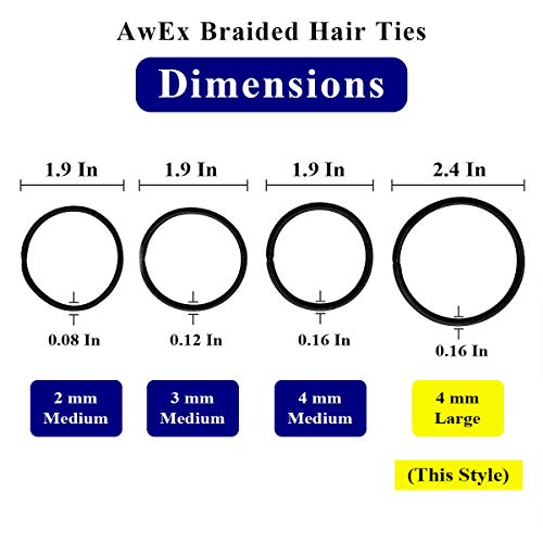 AwEx LARGE Black Hair Ties for Thick Hair,72 PCS,4 mm, Dual Wear Hair Bands,No Metal Hair Elastics,No Pull Ponytail Holder - Thumbnail 2