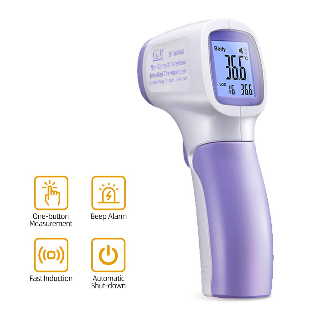 Non-Contact Clinical Forehead Infrared Thermometers LCD Screen Resolution ±0.1℃ Temperature Measure Tool for Baby Kids Adults