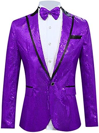 Slim Suit for Men Big Sale-Jiayit Men's Slim Suit Blazer Sequins Host Party with Bow Tie