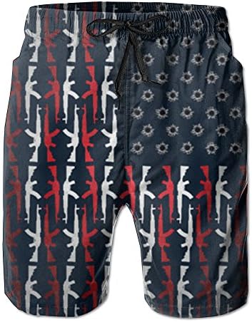 Gun Country USA Flag Men's Quick Dry Beach Board Shorts Summer Swim Trunks For Father'S Day For Boy Swimming