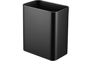 TIPGO Small Metal Trash Can, 2.1 Gallon Slim Trash Can for Bathroom, Wastebasket Garbage Bin for Bedroom, Office, Kitchen, Under Sink (Matte Black)