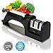 Kitchen Knife Sharpener - Chef Knife Sharpening for Straight Blade and Serrated knives, Multifunction 2-stage Manual Knife Sharpener with Diomand Abrasives, Sharp and Safe