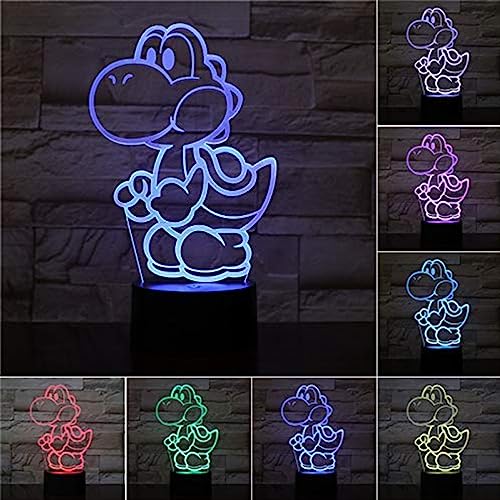 XOIDMIVCN Yoshi Night Light, Mario Lamp16 Color RGB Touch Remote Controller Yoshi Night Light Children\'s Room Decoration Table Lamp for Christmas Lighting Gift