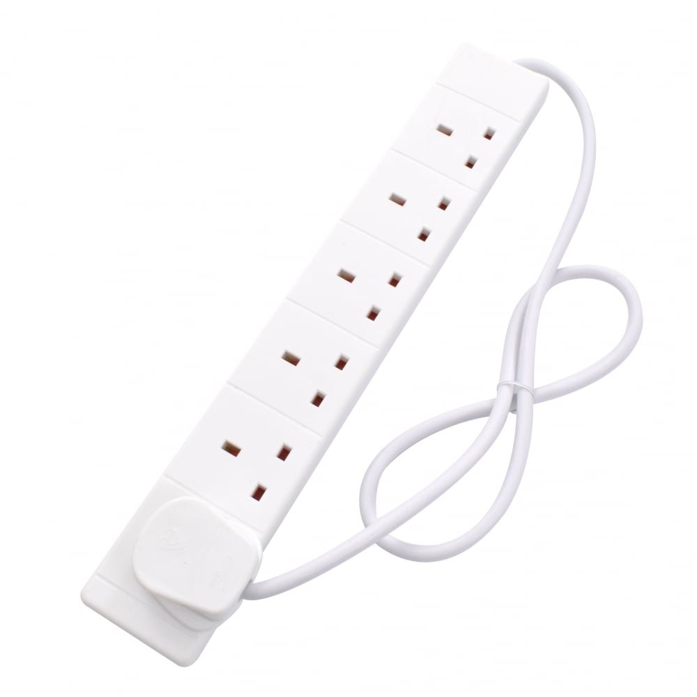 Buy 6Way Extension Lead Six Gang Multi Plug Socket White Power