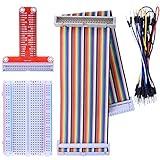 Kuman RPi GPIO Breakout Expansion Kit for Raspberry Pi, T-Type Expansion Board + 400 Points Tie Points Solderless Breadboard + 40 pin IDE Male - Female - Male Extension Cable + 35pcs Jump Wires K80