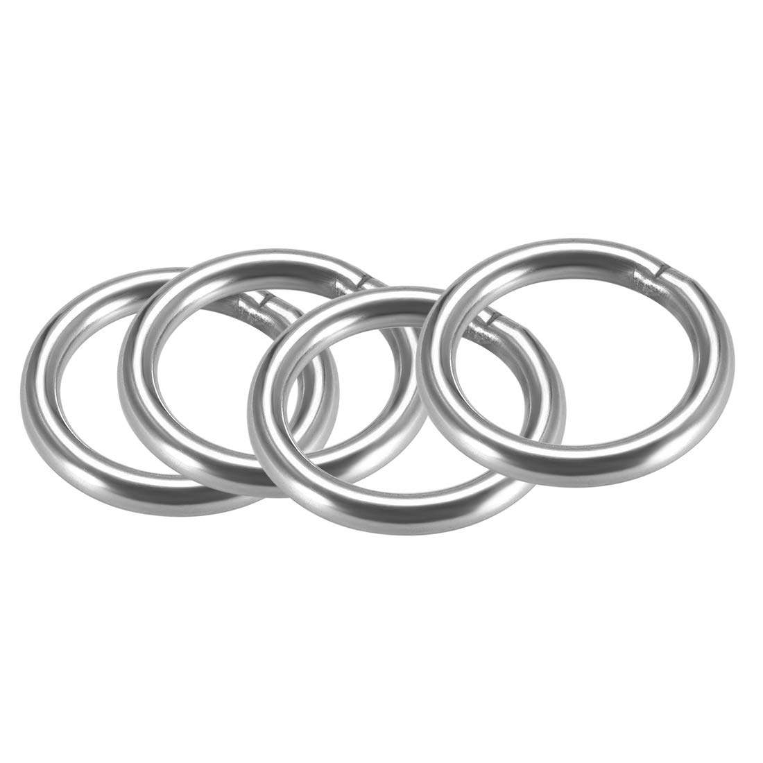 sourcing map 201 Stainless Steel O Ring 30mm(1.18") Outer Diameter 4mm Thickness Strapping Welded Round Rings 4pcs