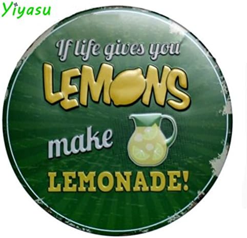 MAKE LEMONADE Metal Irregular Round Tin Sign Poster Wall Garage Pub Cafe Home Decor