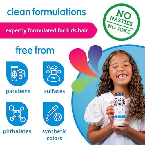SoCozy 3-in-1 Kids Shampoo + Conditioner + Body Wash (10.5 Fl Oz) Gentle, Hydrating Hair & Body Cleanser with Keratin, Vitamin B5, & Kiwi Extract, Paraben & Sulfate-Free