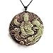 Two Layer Natural Stone Buddhist Mercy Kwan-yin Dragon Amulet Pendant