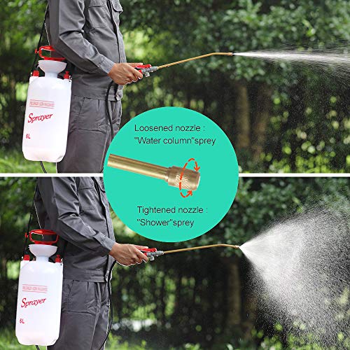 Itisll Portable Garden Pump Sprayer Brass Wand Shoulder Strap for Yard