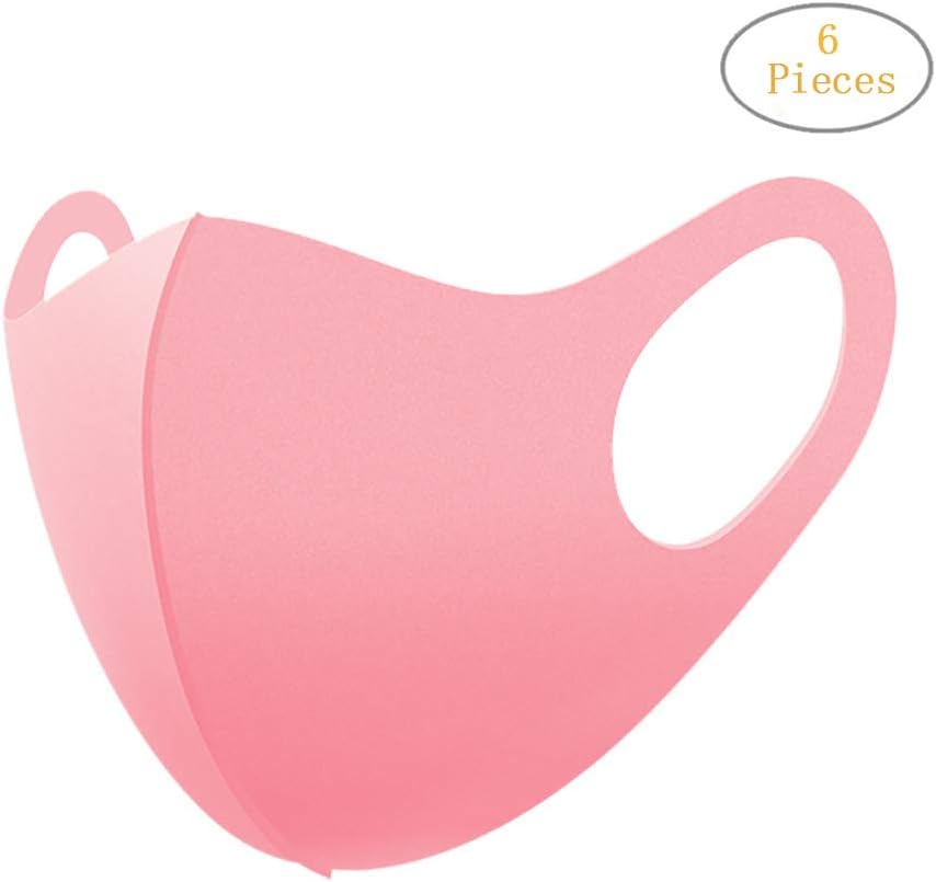 6 Pack Reusable Washable Face Mouth Másk Máscara for Adults, Anti Dust Dustproof Windproof Cycling PM2.5 Foggy Haze Pollution Mouth Protection Masque 口罩 for Germs Corona Virus Coronavirus Flu (Pink)