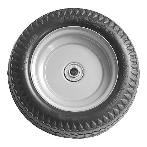 BAIVE BW 4.10/3.50-4" Solid Wheelbarrow Tire Non-Slip Flat Free Wheel with 2.25" Offset Hub, 5/8" Bearings - Thumbnail 3