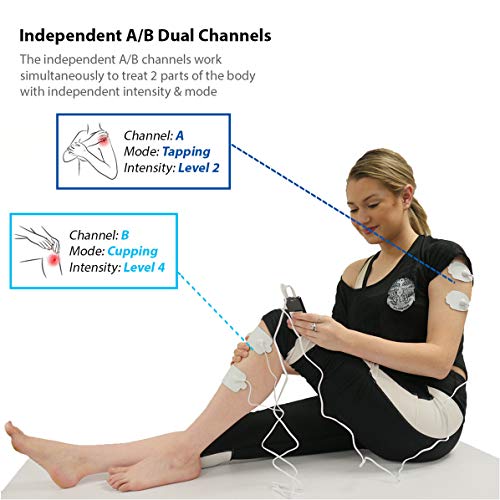 12 Modes Best muscle simulator tens ems nmes unit machines electric electronic pulse massagers for back neck shoulder knee legs body pain tmj replacement pads HealthmateForever T12AB2 (Black in White)