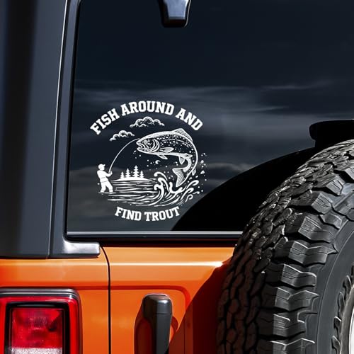 Fishing Decals - Fish Around and Find Trout Funny Waterproof UV DTF at Amazon