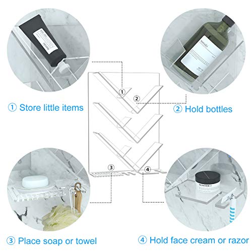 NIUBEE Bathroom Shower Caddy, Acrylic Shower Organizer with Suction Cup