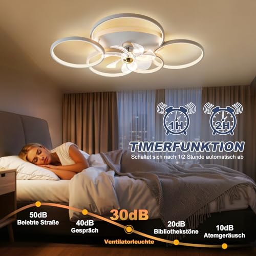 XSXUDODP Modern Ceiling Fan with Lights, LED Ceiling Light Dimmable Fan, 86 cm Lamp with Ceiling Fan for Living Room, Bedroom
