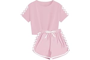 CNJFJ Kids Summer Sport T-Shirt and Shorts Set Plaid Print Clothing Sets Tracksuit