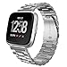 Kmasic Compatible with Fitbit Versa Bands, Stainless Steel Metal Replacement Bracelet Strap Band for Fitbit Versa Sports Smart Watch Fitness (Silver)