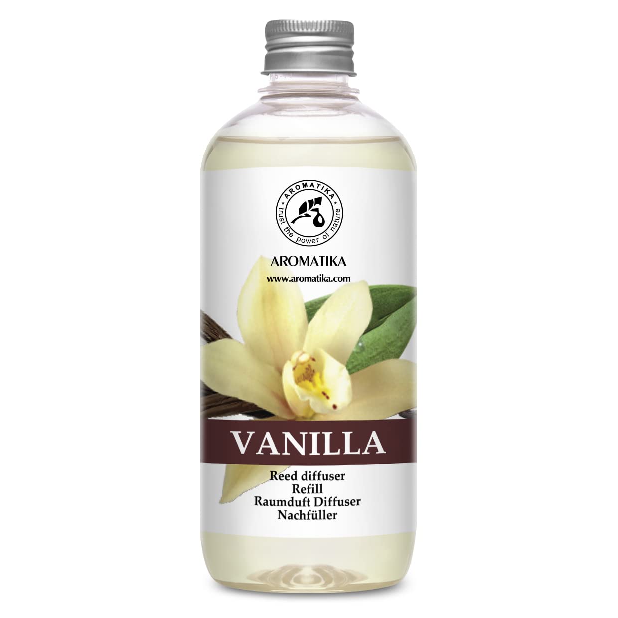 Vanilla Diffuser Refill w/Natural Essential Vanilla Oil 17 Fl Oz - Intensive - Fresh & Long Lasting Fragrance - Reed Diffuser Oil - Best for Aromatherapy - SPA - Home - Office - Fitness Club