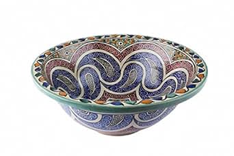 Lavabo de baño marroqui de ceramica Fes / Granada , pintado a mano