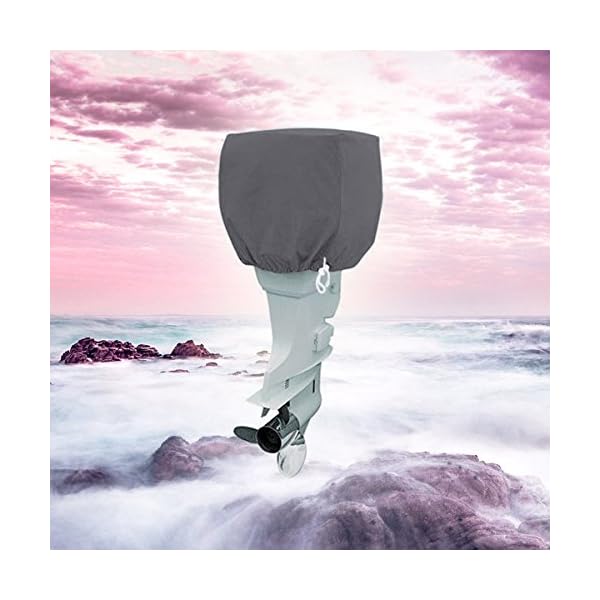 NEH-Trailerable-Outboard-Boat-Motor-Engine-Cover-115-225-Horsepower-Gray-Heavy-Duty-Water-Mildew-and-UV-Resistant-Thick-Polyester-Fabric