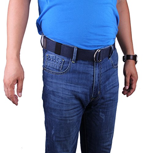 JINIU Canvas Belt Military Style D RING Buckle solid color 1.5" wide CAB2 NAVY 47"Long