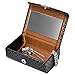 AIFUSI Leather Lipstick Case Holder with Mirror, Can Holds 2 Lipsticks Lipstick Box Organizer Bag Cosmetic Storage Kit for Purse for Women Ladies Gifts，Black (Black)