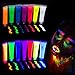 UV Neon Face and Body Black Light Paint Set | festiFACE Ultra Glow Super Fun Party Kit | 7 Large 0.5oz Blacklight Reactive Colors | Incredible Glowing and Fluorescent FX | 100% Non-Toxic