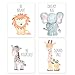 Nursery Wall Art Animal Paintings Set of 4, Safari Nursery Baby Kids Room Wall Prints, Baby Animal Portraits Lion Elephant Zebra Giraffe Nursery Art, Nursery Decor, Baby Kids Room, Wall Art, UNFRAMED