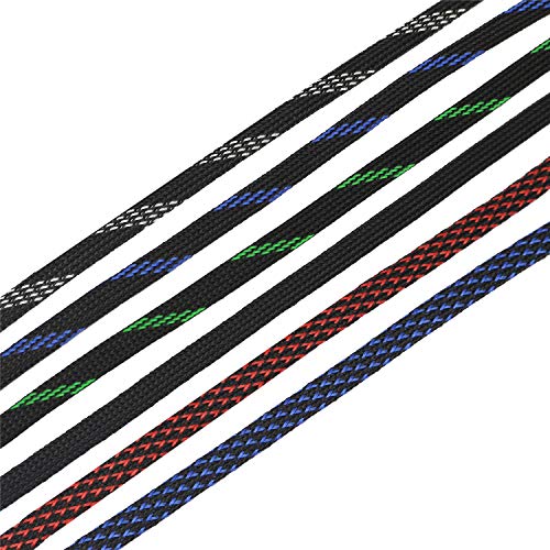 30ft PET Expandable Sleeving Flexo Wire Cable Sleeve (1/6", Red&Black)