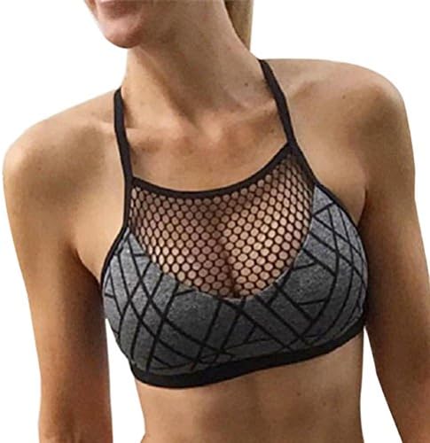 Vest ,kaifongfu New Women Print Top Athleisure Bra Women Camisole Hot Yoga Mesh Short Blouse (S, Gray)