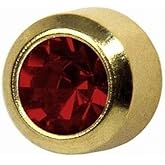 Studex January Garnet 24k Gold Birthstone Bezel Stud Earrings | 3mm | Hypoallergenic & Nickel-Free for Sensitive Ears