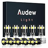 Audew 10 pcs T10 LED Bulb 6000K Super Bright 194 168 W5W LED Light Bulb for Dome/Map/Parking/Marker/License Plate Light,Canbus Error Free,White