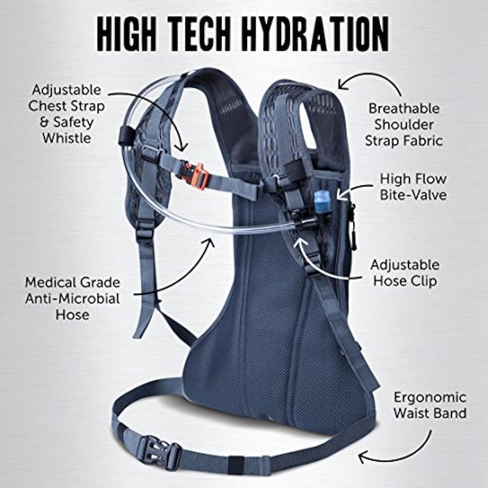 Hydration Packs & Bladders Backpack & 2L High Flow Bite Valve For