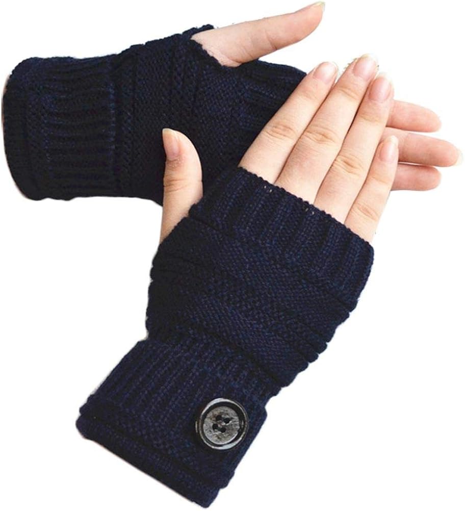 Vi.yo Half Fingerless Thumb Hole Warm Gloves Soft Hand Arm Winter Warm