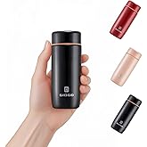 Small Thermo Bottle Mini Vacuum Insulated Water Bottle 200ml/6.8oz Water Flask Stainless Steel Thermal Water Bottles Thermo for Hot and Cold Drinks for Purse Handbag Pocket (Black)