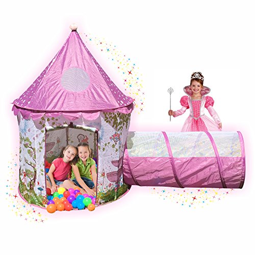Playz sunroof princess castle play tent with tunnel and…