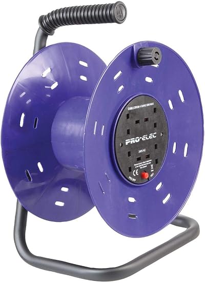 PRO ELEC PEL00901 4-Gang Plastic Empty Cable Reel Drum 50 m